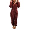 Womens Plush Flannel Pajama Romper Hooded Long Sleeve Winter Sleepwear Onesie 3
