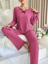 Womens Winter Pajama Set Soft Womens Loungewear Set Cozy 2 Piece Sleepwear 3