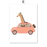 Safari Animal Wall Art Kids Nursery Canvas Print Cartoon Animal Poster Decor 3