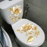 Golden Floral Toilet Seat Sticker Waterproof Bathroom Cover Decal 8