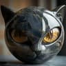 Black Cat Sculpture Resin Cat Head Decor Modern Luxury Home Accent 2