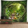 Window Scenery Wall Tapestry Nature View Mural Background Decor 14