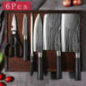 Damascus Pattern Kitchen Knife Set Stainless Steel Chef Knife Scissors Sharpening Rod 7