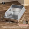 Stainless Steel Semi Enclosed Cat Litter Box Splash Proof Leak Proof Tray For Large Cats 4