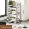 Stainless Steel Compact Dish Drying Rack With Utensil Holder For Kitchen Counter 7