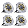 Solar Disk Garden Lights 8LED Waterproof Ground Deck Pathway Lamps Set Of Four 1