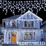 Solar Powered Icicle String Lights For Outdoor Eaves Garden Party Decor 2