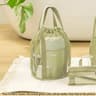 Beige Foldable Mesh Travel Toiletry Bag With Drawstring Storage 2