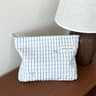 Light Blue Striped Bow Travel Makeup Organizer Bag 3