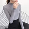 Womens Mock Neck Knit Sweater Slim Solid Pullover For Autumn And Winter 9
