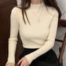 Womens Mock Neck Knit Sweater Slim Solid Pullover For Autumn And Winter 2
