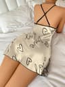 Womens Heart Print Nightdress Spaghetti Strap Sleep Dress 3