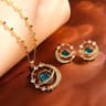 Womens Planet Jewelry Set Titanium Steel Necklace And Stud Earrings 2