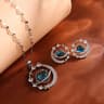 Womens Planet Jewelry Set Titanium Steel Necklace And Stud Earrings 1