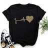 Womens Leopard Heartbeat TShirt 90s Harajuku Graphic Short Sleeve Tee 0