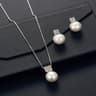 2Piece Pearl Necklace And Earring Set Silver Crystal Snake Chain Jewelry 2