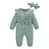 Baby Girl Ruffle Romper Headband Set Long Sleeve Autumn Winter Bodysuit 3