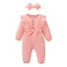 Baby Girl Ruffle Romper Headband Set Long Sleeve Autumn Winter Bodysuit 1