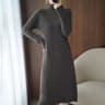 Womens White Maxi Sweater Dress Long Sleeve Vintage Korean Knit Dress 5