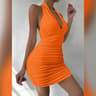 Womens White Halter Mini Dress Deep V Backless Bodycon Party Dress 1