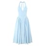 Womens Green Halter Midi Dress Backless Low Waist A Line Summer Dress 3