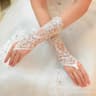 Womens White Lace Bridal Gloves Fingerless Crystal Sequin Wedding Gloves 1