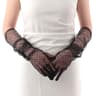 Womens Black Lace Fishnet Gloves Long Sheer Dot Bridal Party Gloves 2