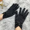 Womens White Satin Bridal Gloves Bow Lace Wedding Dress Gloves 2