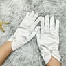 Womens White Satin Bridal Gloves Bow Lace Wedding Dress Gloves 6