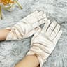 Womens White Satin Bridal Gloves Bow Lace Wedding Dress Gloves 5