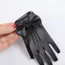 Girls White Lace Flower Girl Gloves Faux Pearl Bow Communion Gloves 3