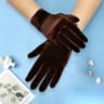 Womens Warm Velvet Winter Gloves Elastic Solid Color Driving Gloves 1