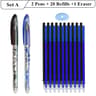 2 PC Erasable Gel Pen Set 05mm Pens 20 Refills And Eraser 5