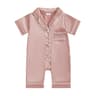 Baby Satin Short Sleeve Romper Turn Down Collar Summer Newborn Jumpsuit 1