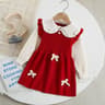 Toddler Girl Princess Sweater Dress With 3D Teddy Bear Bow 3