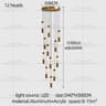 Modern Gold Cylindrical Chandelier For Luxury Staircase And Living Room Lighting 7