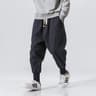 Mens CottonLinen Harem Joggers Relaxed DropCrotch Streetwear Pants 4