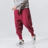 Mens CottonLinen Harem Joggers Relaxed DropCrotch Streetwear Pants 3