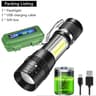 BrightCore Mini USB Rechargeable Flashlight With COB LED  Zoom Focus 6
