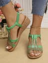 Bohemian Wedge Sandals For Women  Summer Wedge Sandals With Rhinestone Detail  Platform Comfort 14