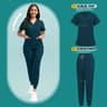 Women Stretch Medical Scrubs Set Nursing Uniform With Jogger Pants 8