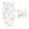 Newborn Baby Swaddle Set With Hat Soft Cozy Wrap For Boys And Girls 2