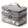 Double Layer Makeup Bag Large Capacity Cosmetic Organizer With Mesh Pockets 4