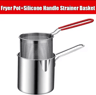 Stainless Steel Deep Fryer Pot  Japanese Tempura Frying Pan With Strainer Basket 5