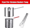 Stainless Steel Deep Fryer Pot  Japanese Tempura Frying Pan With Strainer Basket 6