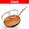 Copper Nonstick Frying Pan With Lid  Titanium Ceramic Interior Saute  Omelet Skillet 6
