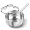Premium 1 Quart Stainless Steel Saucepan With Glass Lid  Wooden Handle 4