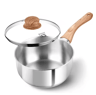 Premium 1 Quart Stainless Steel Saucepan With Glass Lid  Wooden Handle 5