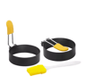 Professional Stainless Steel Pancake Ring Set  Fried Egg  Pancake Shapers With Orange Silicone Hand 5