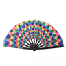Large Carnival Folding Fan With Energetic Neon Mushroom Pattern  Unisex Hand Fan 7